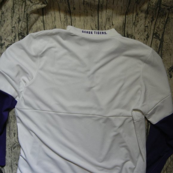 2XL LSU Tigers Nike Coaches Quarter-Zip Pullover Performance Jacket White - Picture 5 of 6